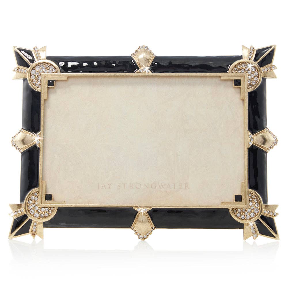 Jay Strongwater Ruth Art Deco 4" x 6" Crystal Enamel Picture Frame