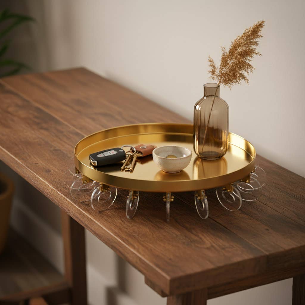 Decorative Bowl - Gold Metal Clear Acrylic Ring Base, 16 in.