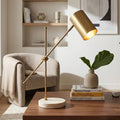Table Lamp - Gold Stone Base with Adjustable Shade, 20 in.