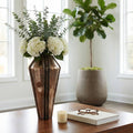 Decorative Vase - Bronze Metal Textured Design, 22 in.