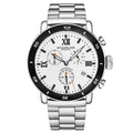 Stuhrling Original Dualmode Men's Quartz Chronograph Watch, 48mm, White Dial, Black Bezel