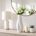Decorative Vase - White Porcelain 3D Printed, 20 in.