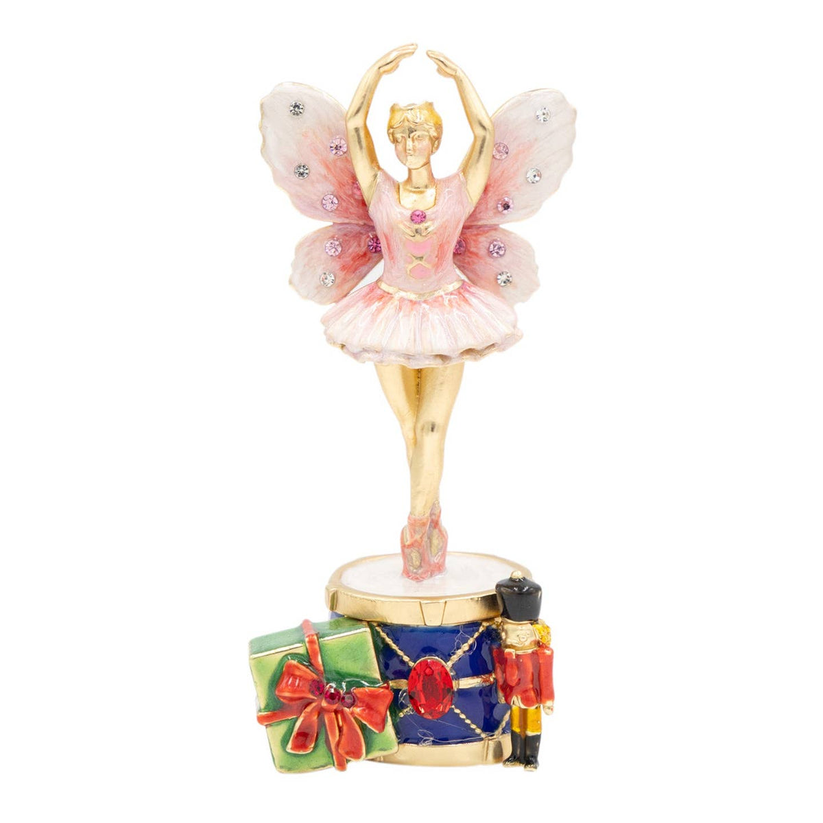 Jay Strongwater 2026 Sugar Plum Fairy Annual Holiday Decorative Box, Red Nutcracker Austrian Crystal Enamel Gold-Finished