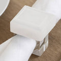 Sculptures Set of 4 - White Stone Glass Napkin Rings, 3 in.