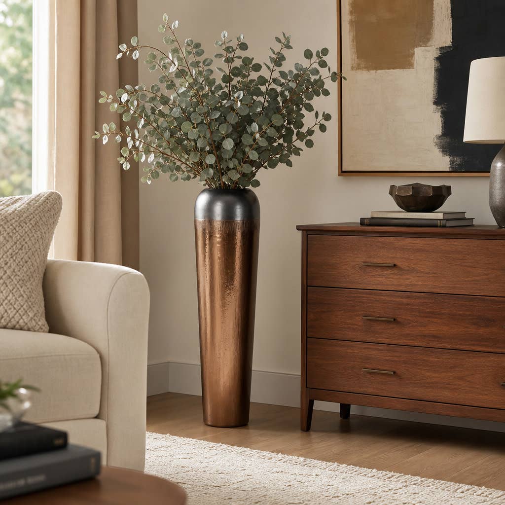 Decorative Vase - Bronze Ceramic Large Floor Vase, 34 in.