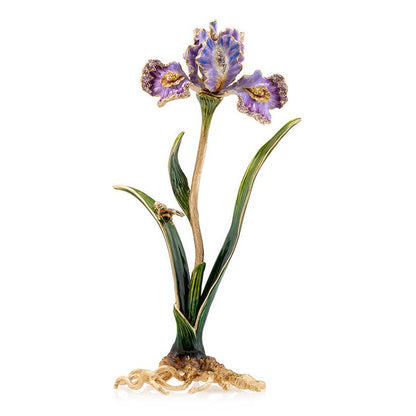 Jay Strongwater Vincent Iris Bumble Bee Ruffle Swarovski Crystal Enamel Gold-Finished Tabletop Object