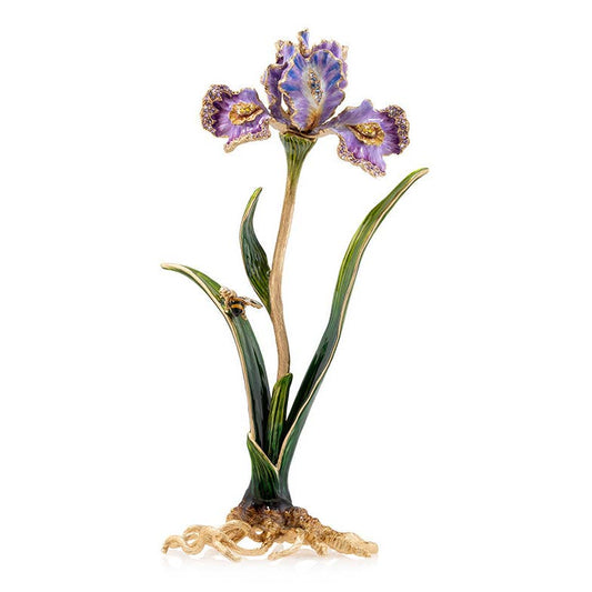 Jay Strongwater Vincent Iris Bumble Bee Ruffle Swarovski Crystal Enamel Gold-Finished Tabletop Object