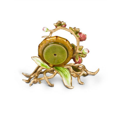Jay Strongwater Tara Orchid Swarovski Crystal Enamel Gold-Finished Table Clock, Flora