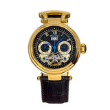Authentic Heritor Ganzi Men's Automatic Semi-Skeleton Leather Watch, Style HERHR3304