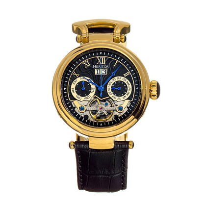 Heritor Ganzi Men's Automatic Semi-Skeleton Leather Watch, Style HERHR3304