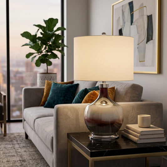 Table Lamp - Gray Glass Gradient Handfinished, 32 in.