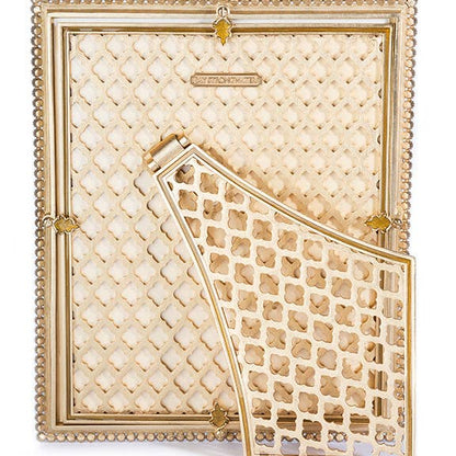 Jay Strongwater Laetitia Stone Edge 8" x 10" Crystal Enamel Picture Frame, Gold