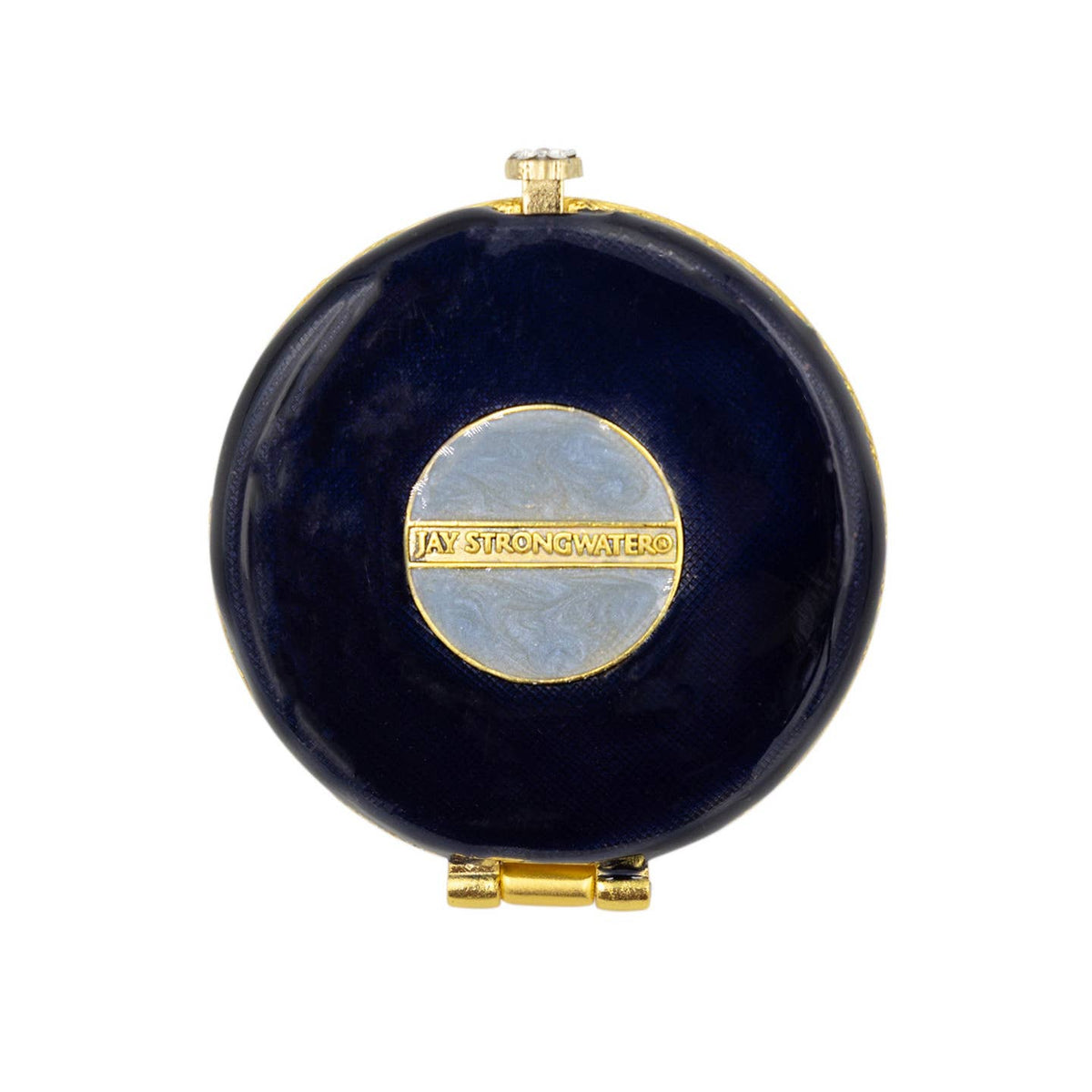 Jay Strongwater Jayla 2" Butterfly Delft Garden Compact Mirror, Love Gold-Finished Zinc
