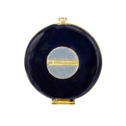 Jay Strongwater Jayla 2" Butterfly Delft Garden Compact Mirror, Love Gold-Finished Zinc