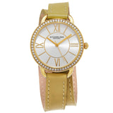 Stuhrling Original Dauville Sport 587 Women's Quartz Watch, 37mm, Tan Double-Wrap Leather Strap, Crystal-Accented Bezel