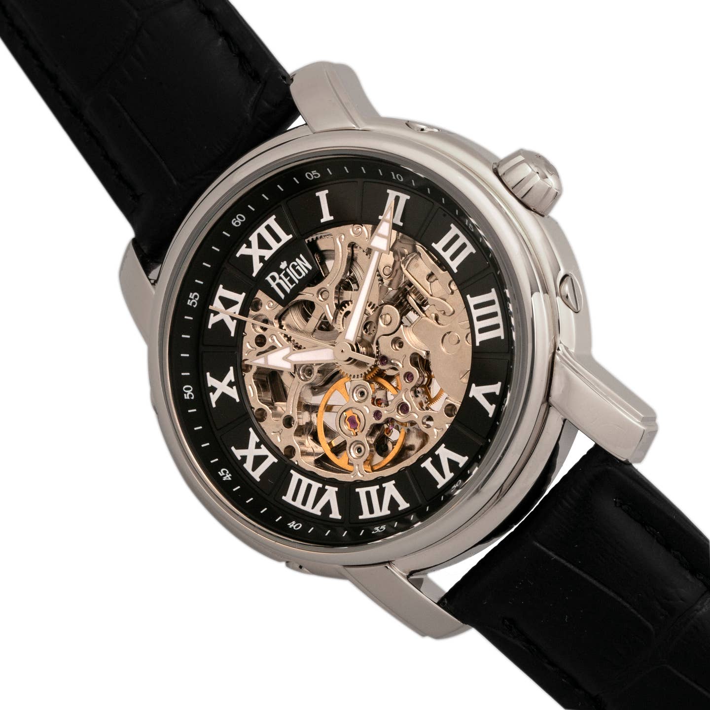 Reign Kahn Men's Automatic Skeleton Leather Watch