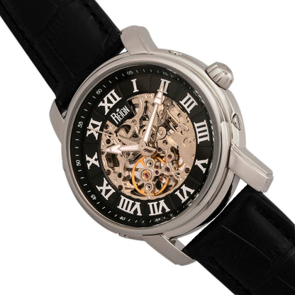 Reign Kahn Men's Automatic Skeleton Leather Watch