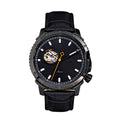 Reign Bauer Men's Automatic Semi-Skeleton Leather Watch