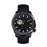 Reign Bauer Men's Automatic Semi-Skeleton Leather Watch