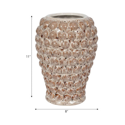 Decorative Vase - Brown Ceramic Sculpted Bubble, 11 in.