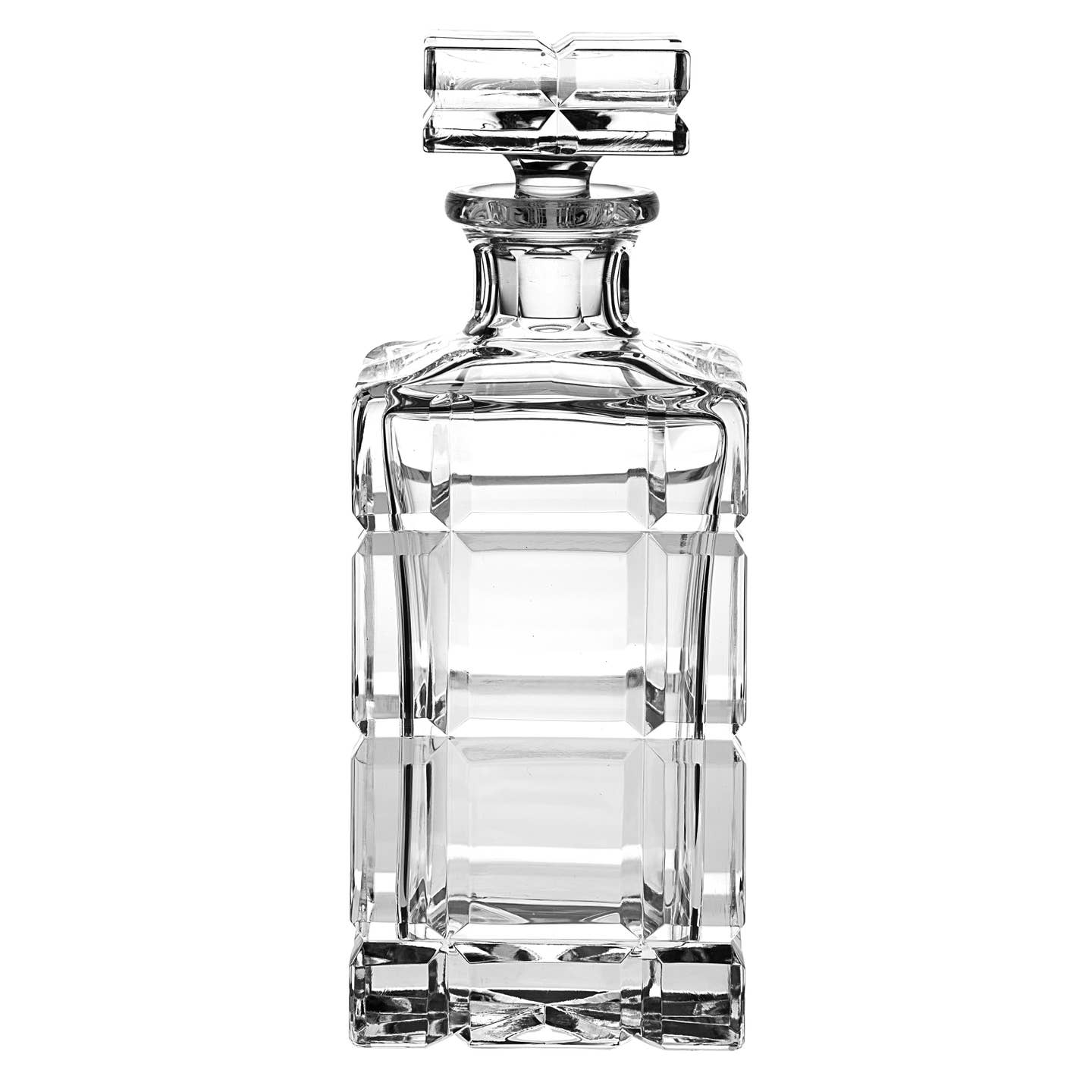 Barski Blossom Crystal Square Crystal Decanter, 30 oz.
