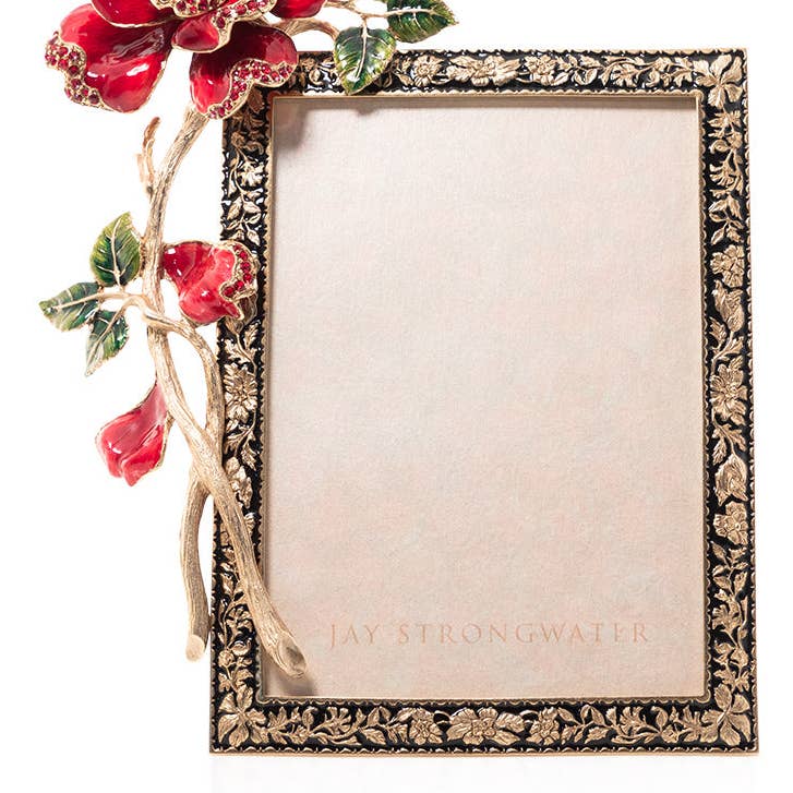 Jay Strongwater Rylee Night Bloom Rose 5" x 7" Swarovski Crystal Enamel Picture Frame, Jewel