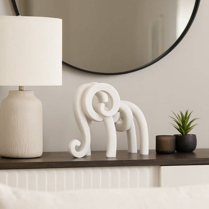 Decorative Sculpture - White Resin Elephant, 10 in.