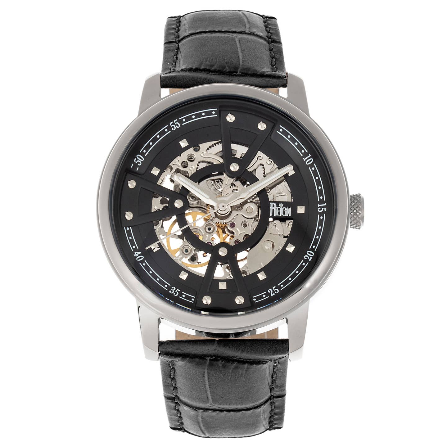 Reign Belfour Men's Automatic Skeleton Leather Watch