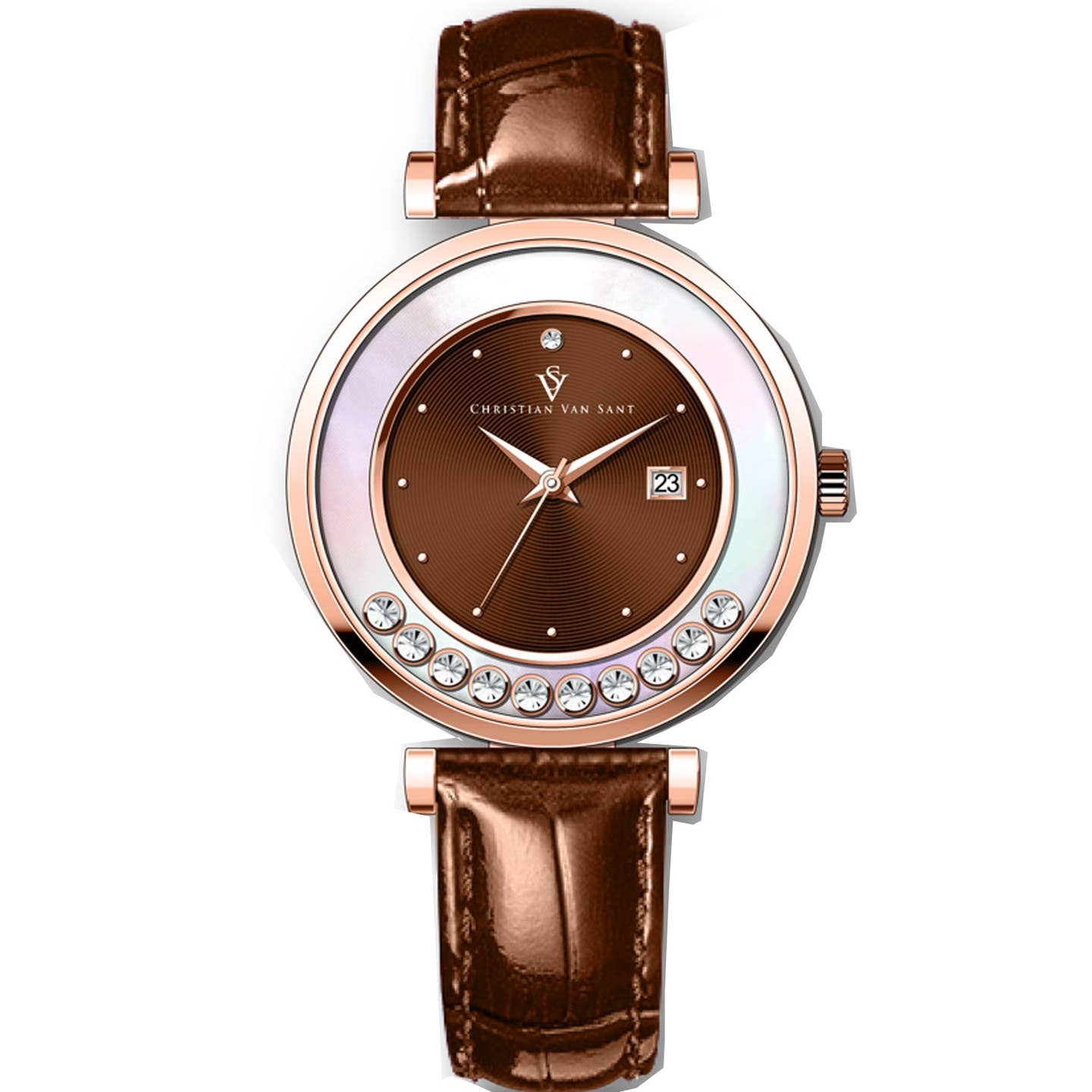 Christian Van Sant Bria Women's Quartz Watch, Brown Dial