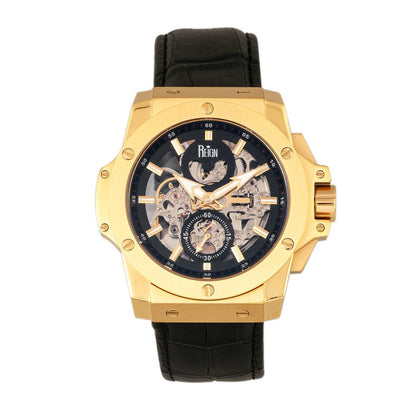 Reign Commodus Men's Automatic Skeleton Leather Watch