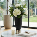 Decorative Vase - Black Metal Dual-Texture Design, 16 in.