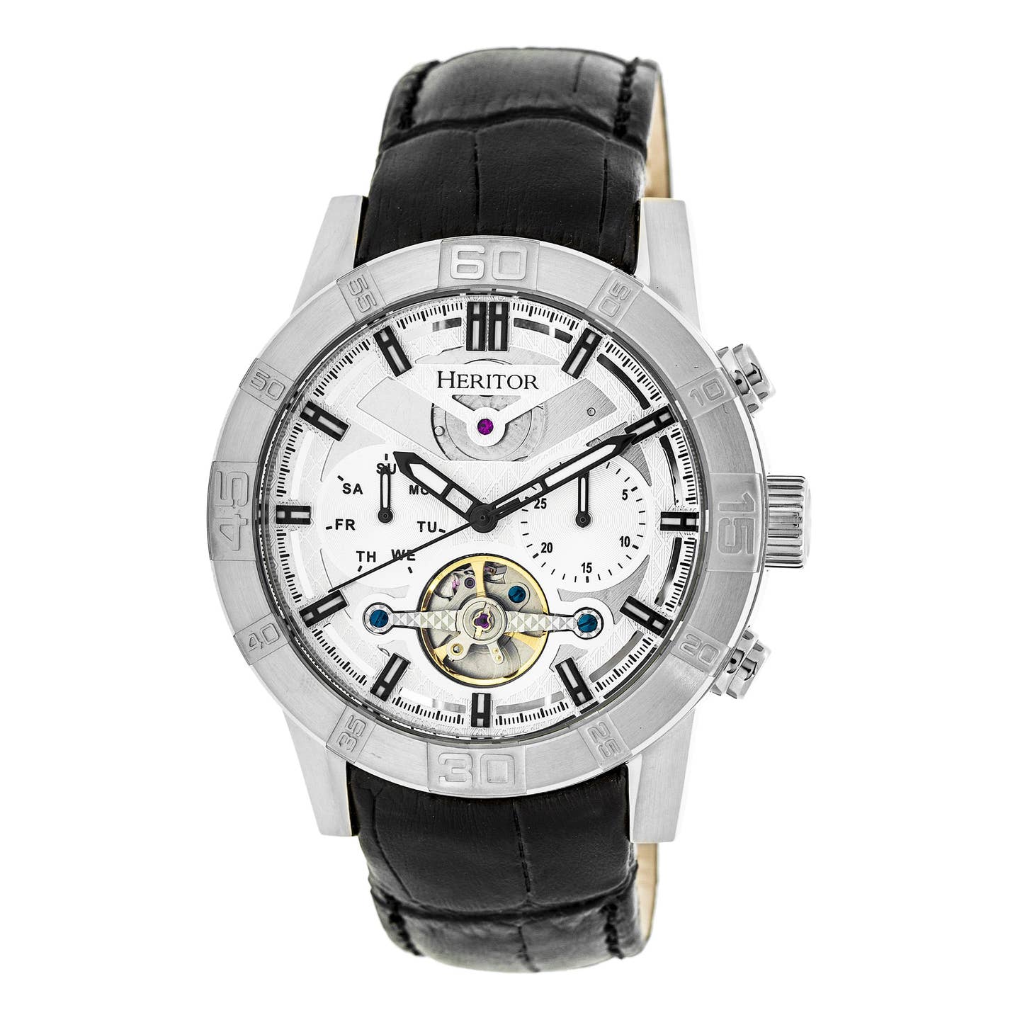 Heritor Hannibal Men's Automatic Semi-Skeleton Leather Watch, Style HERHR4101