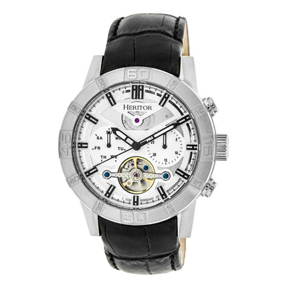 Heritor Hannibal Men's Automatic Semi-Skeleton Leather Watch, Style HERHR4101