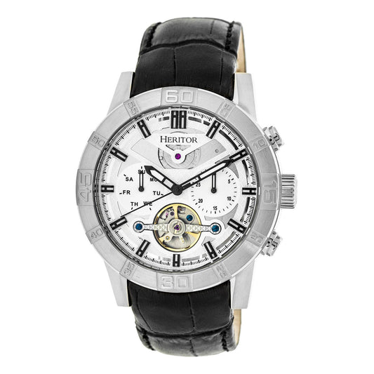 Heritor Hannibal Men's Automatic Semi-Skeleton Leather Watch, Style HERHR4101