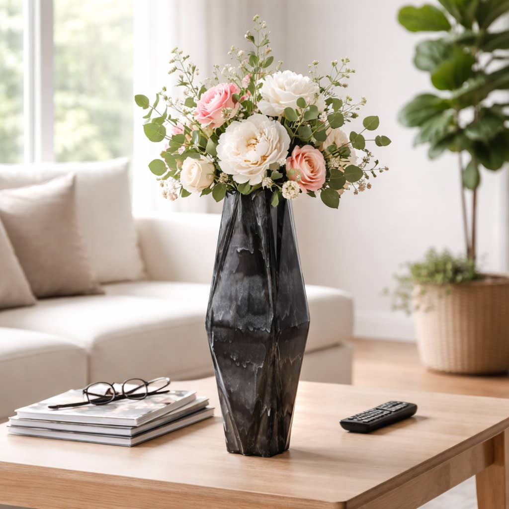 Decorative Vase - Grey Ceramic Tall Silhouette, 21 in.