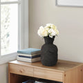 Decorative Vase - Black Ceramic Large Sculpted, 14 in.