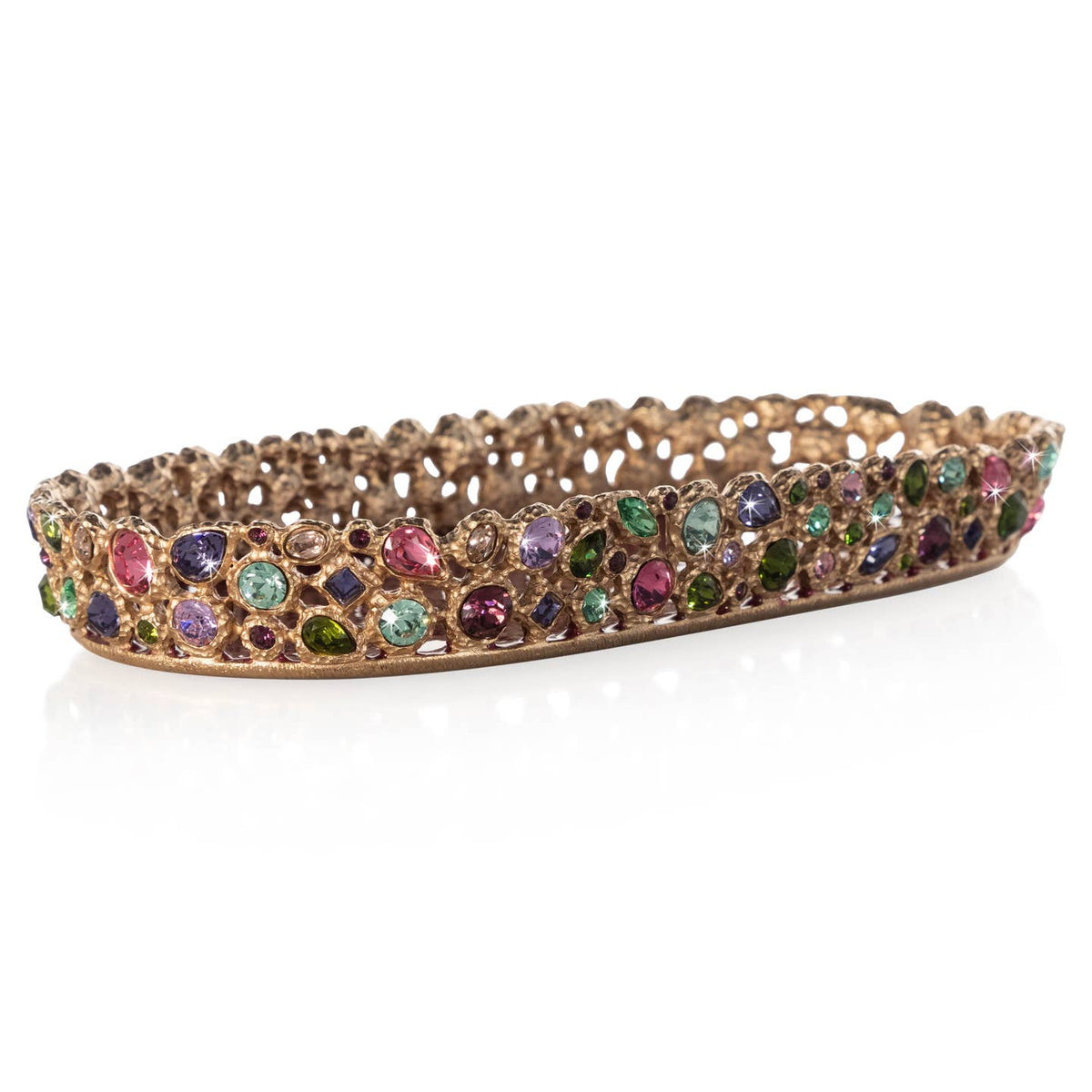 Jay Strongwater Julius Bejeweled Swarovski Crystal Enamel Gold-Finished Decorative Tray, Bouquet