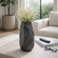 Decorative Vase - Black Ceramic Organic Sculpted, 15 in.