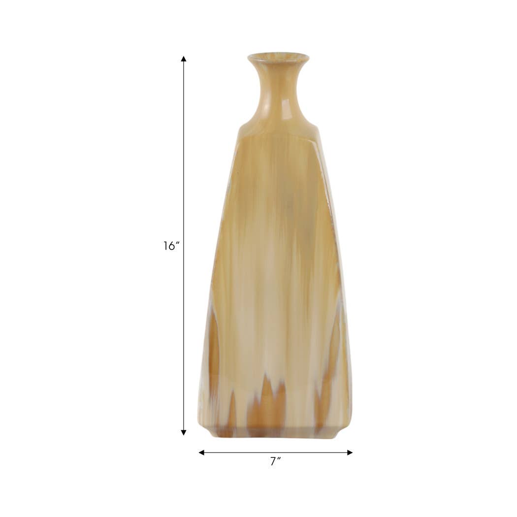 Decorative Vase - Ivory Ceramic Two-Tone Glazed, 16 in.