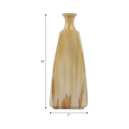 Decorative Vase - Ivory Ceramic Two-Tone Glazed, 16 in.