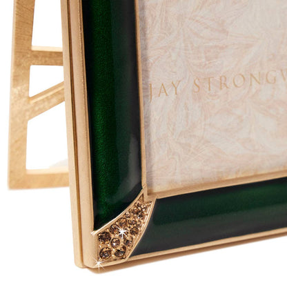 Jay Strongwater Lavinia 4" x 6" Crystal Enamel Picture Frame, Deep Emerald