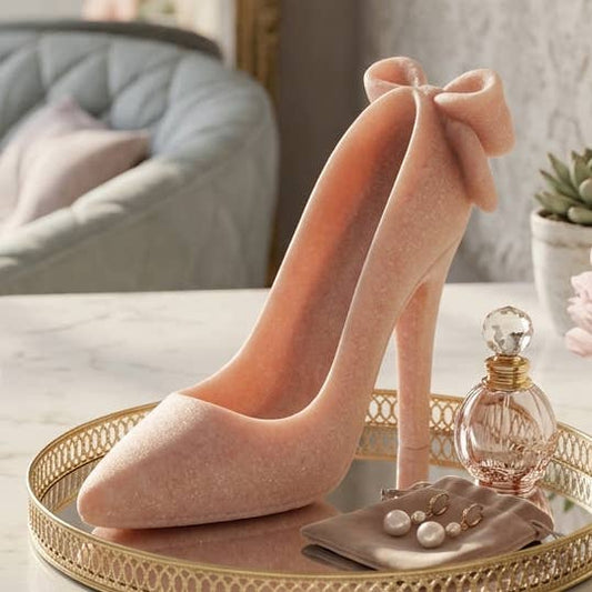 Decorative Sculpture - Pink Quartz Resin High Heel, 7 in.