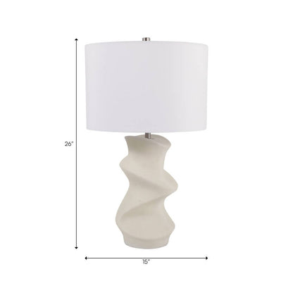 Table Lamp - White Metal with Unique Resin Base, 26 in.