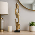 Decorative Object - Gold Metal Wood Post Statue, 26 in.