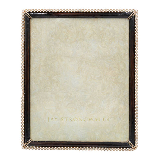 Jay Strongwater Laetitia Stone Edge 8" x 10" Crystal Enamel Picture Frame, Safari