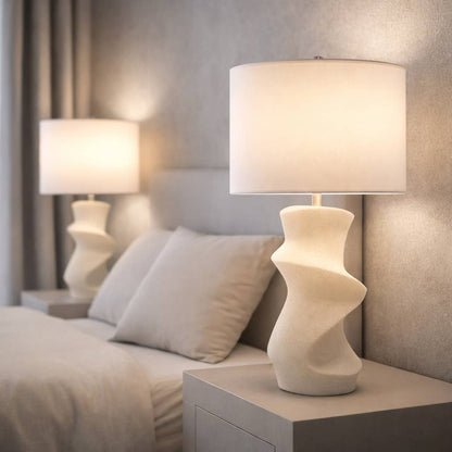 Table Lamp - White Metal with Unique Resin Base, 26 in.
