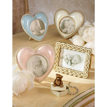 Jay Strongwater Chantal Heart Swarovski Crystal Enamel Picture Frame, Pale Blue