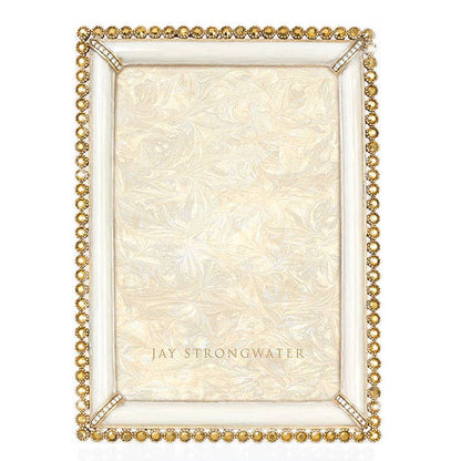 Jay Strongwater Lorraine Stone Edge 4" x 6" Crystal Enamel Picture Frame, Gold