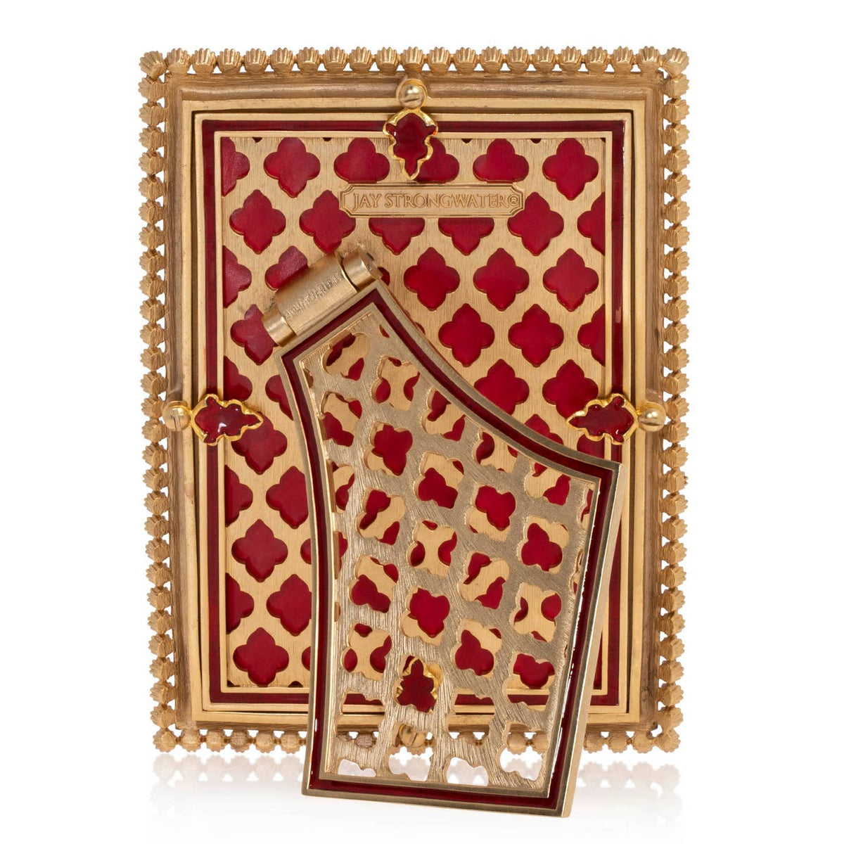 Jay Strongwater Lorraine Stone Edge Rose 4" x 6" Crystal Enamel Picture Frame, Ruby