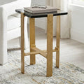 Side Table - Gold Glass Square Top with Metall Frame, 24 in.